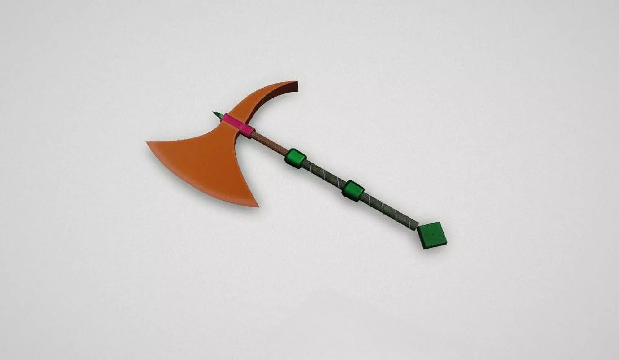 Game asset Vibrant Stone-Tipped Axe 3D model_0