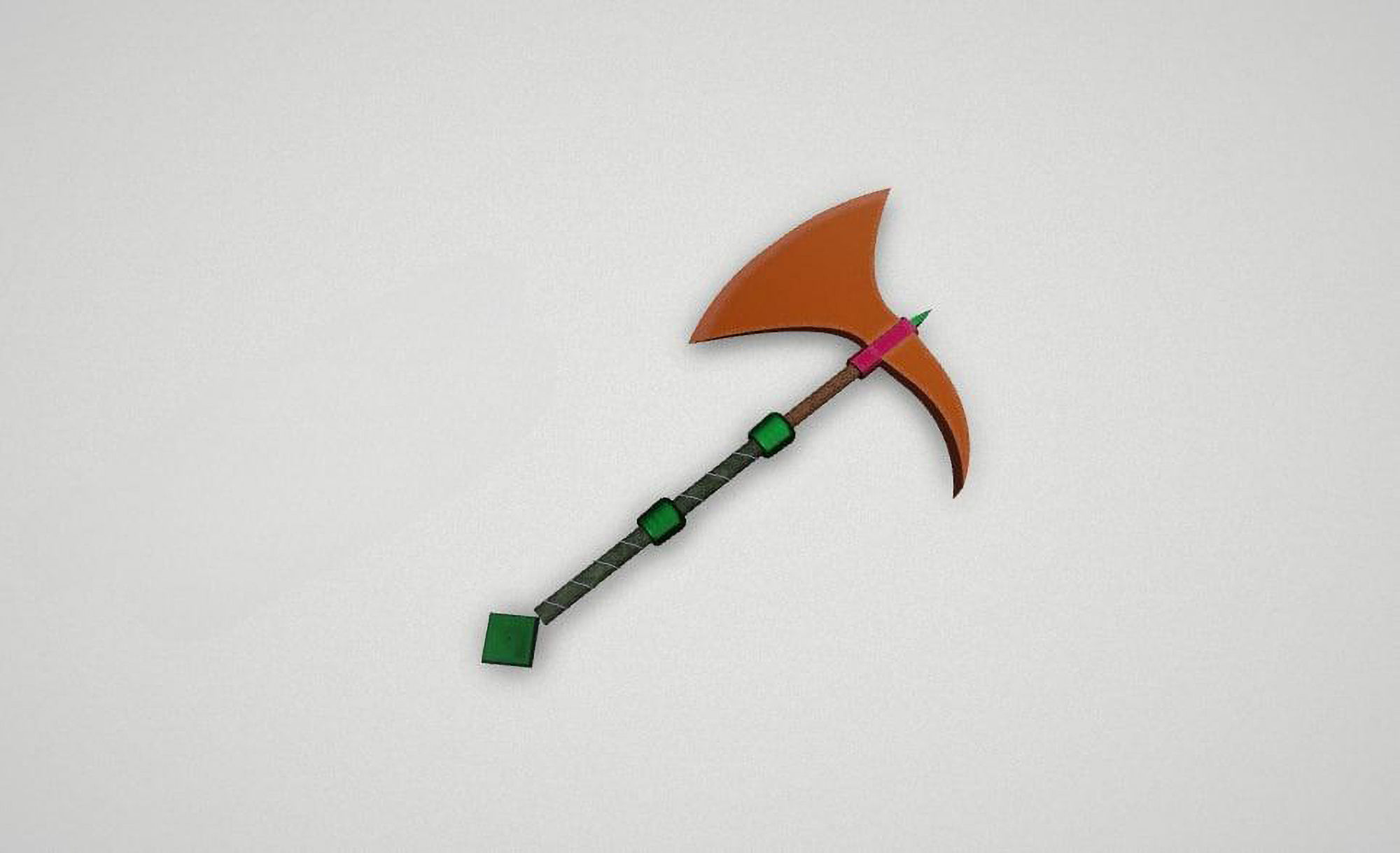 Game asset Vibrant Stone-Tipped Axe 3D model_2