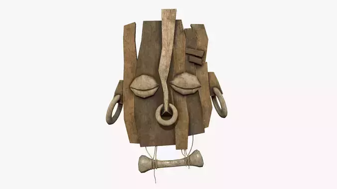 Tribal Mask E07 Full Wood - Costume Character Design Low-poly 3D model