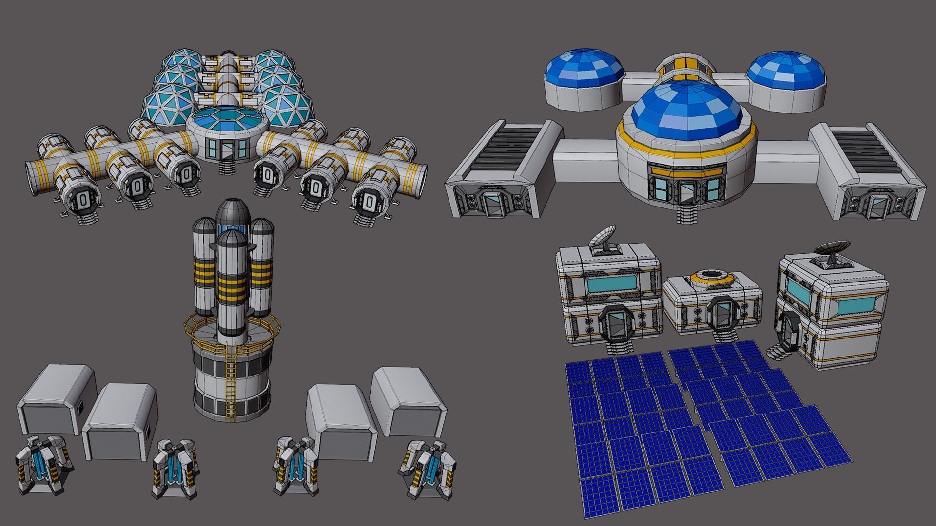 Mars Station Low-poly 3D model_9
