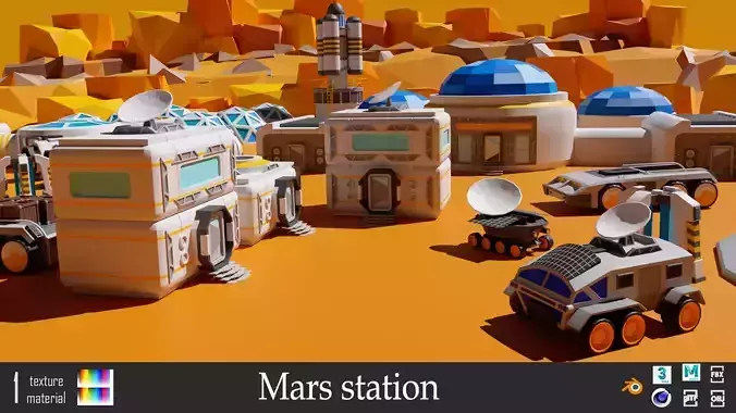 Mars Station Low-poly 3D model