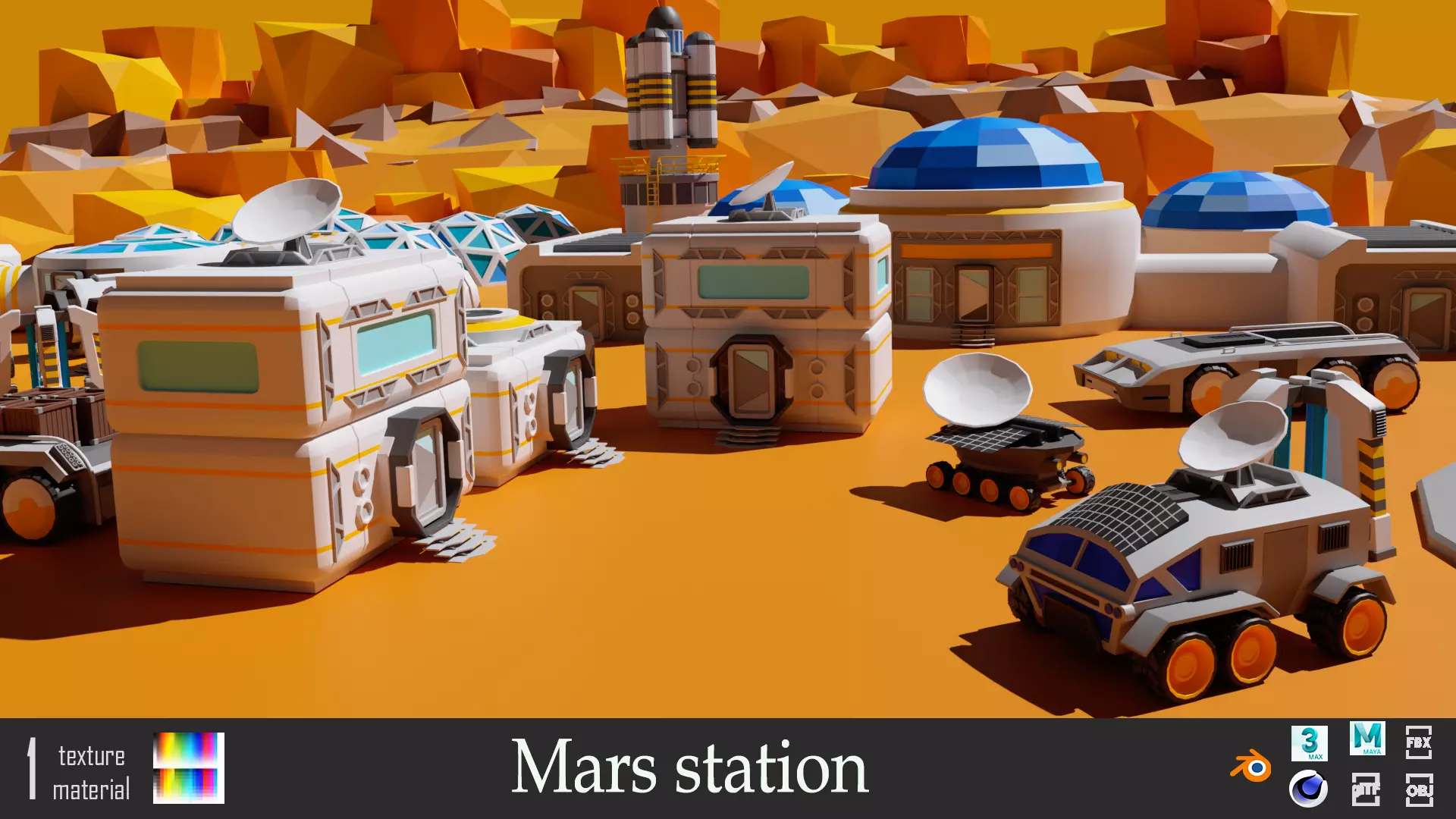 Mars Station Low-poly 3D model_0