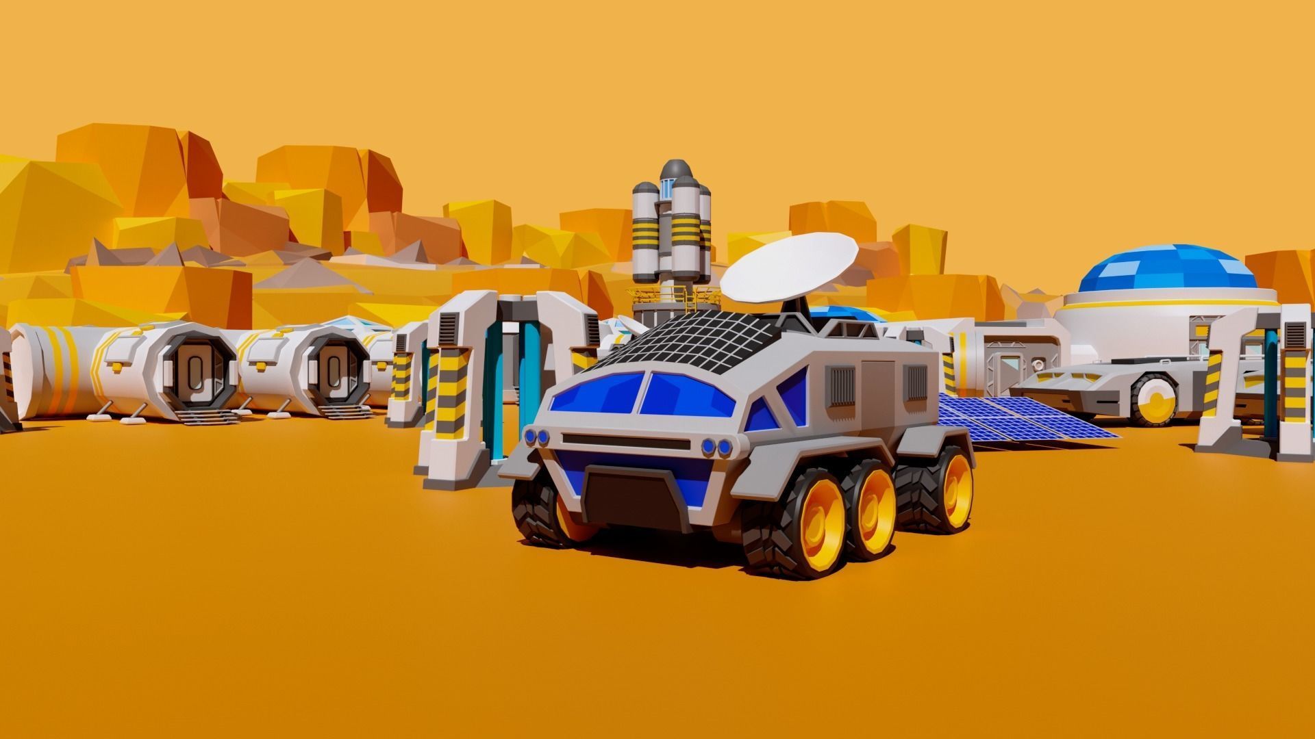 Mars Station Low-poly 3D model_3