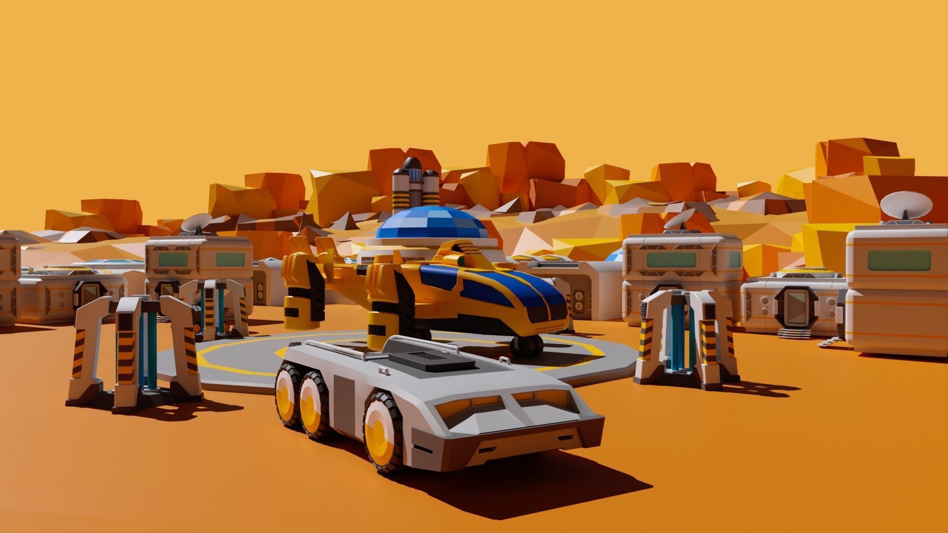 Mars Station Low-poly 3D model_7