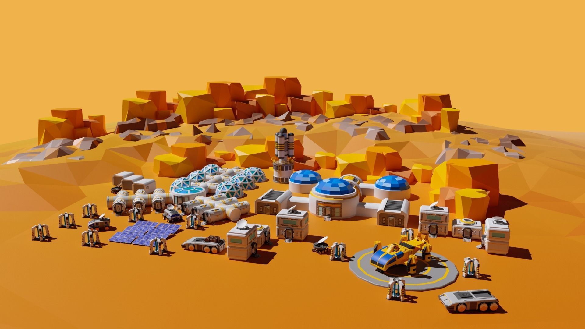 Mars Station Low-poly 3D model_2