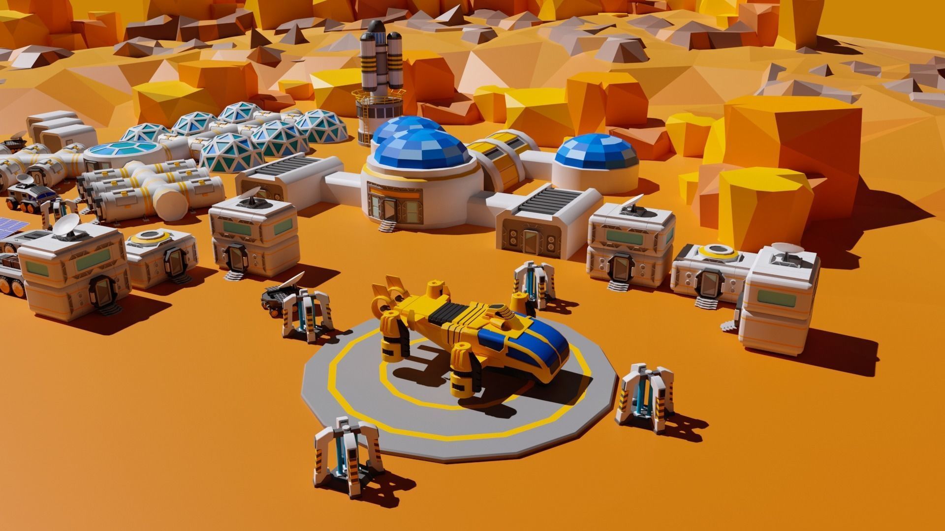 Mars Station Low-poly 3D model_1