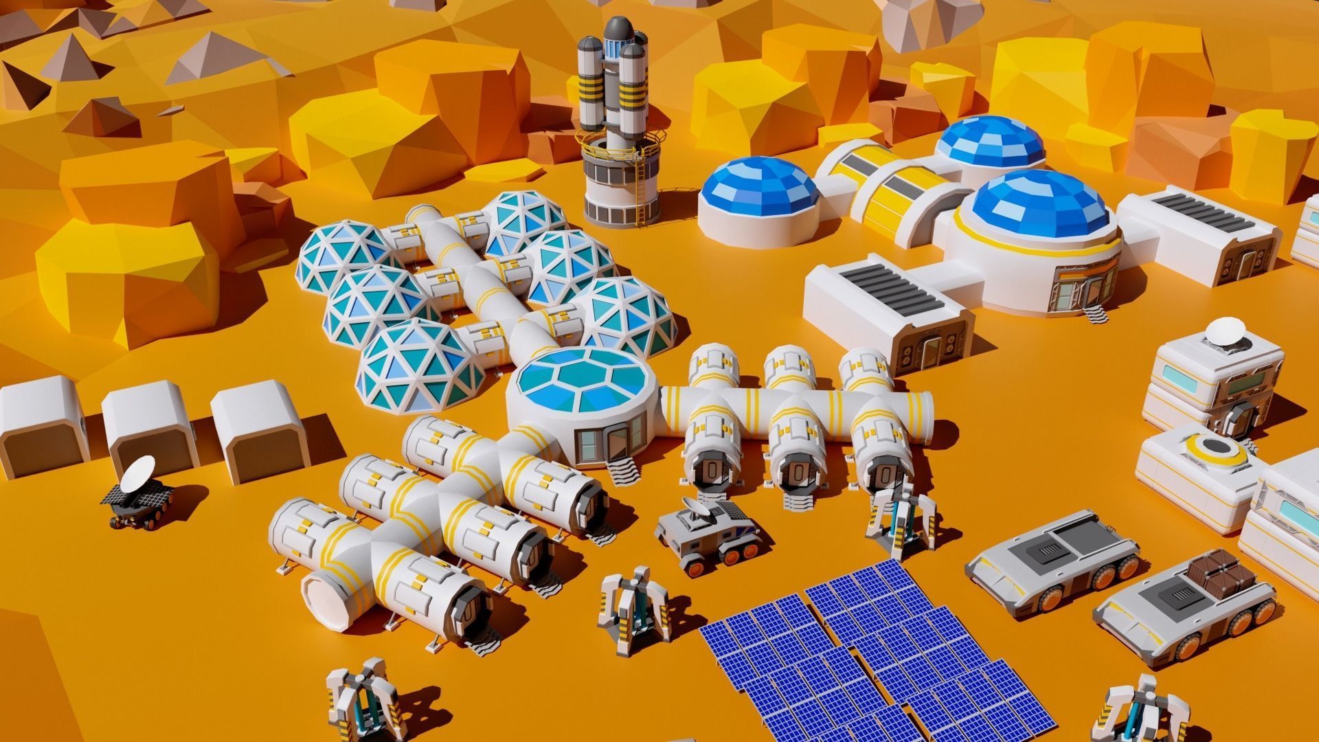 Mars Station Low-poly 3D model_8