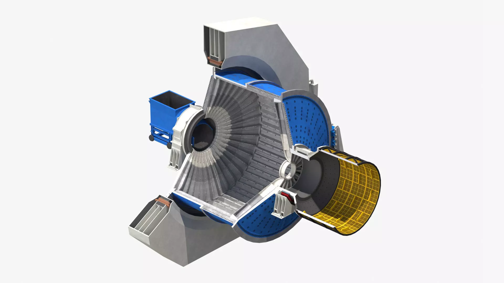 Ball Mill - SAG - Low Poly Low-poly 3D model