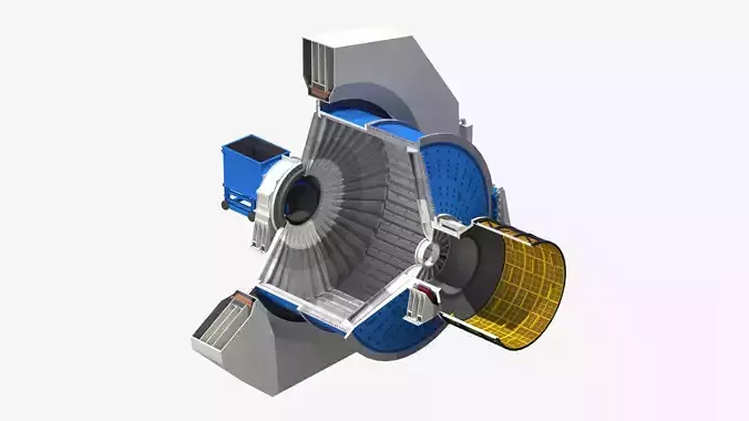 Ball Mill - SAG - Low Poly  Low-poly 3D model