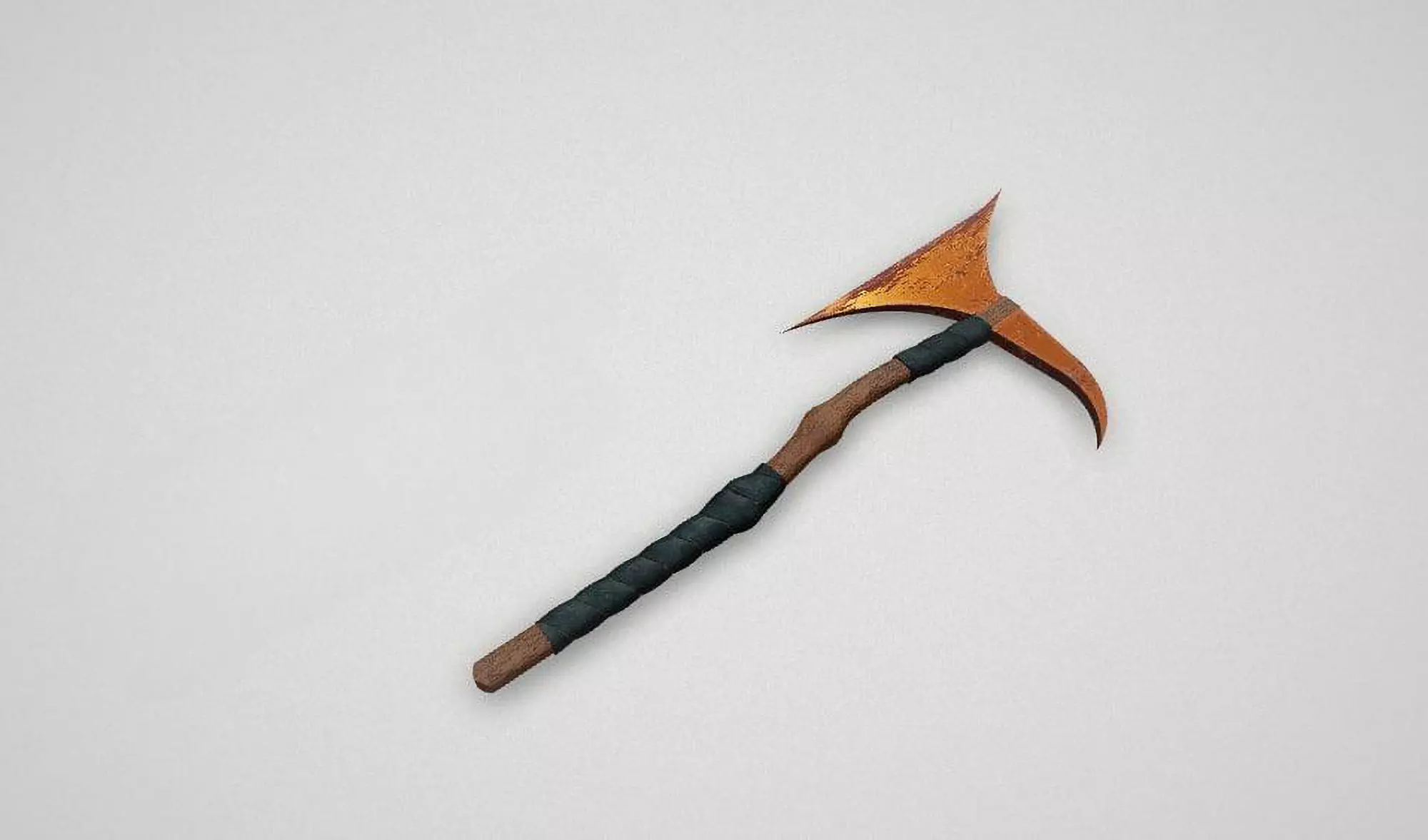 Game asset Battle-Worn Orange-Head Axe 3D model_0