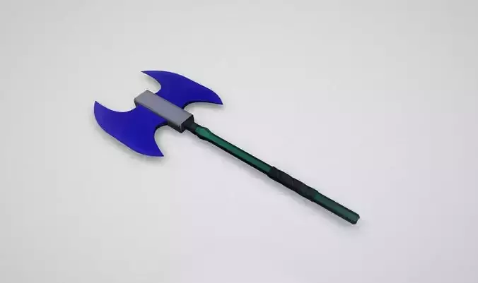 Game asset Vibrant Blue Dual-Headed Axe