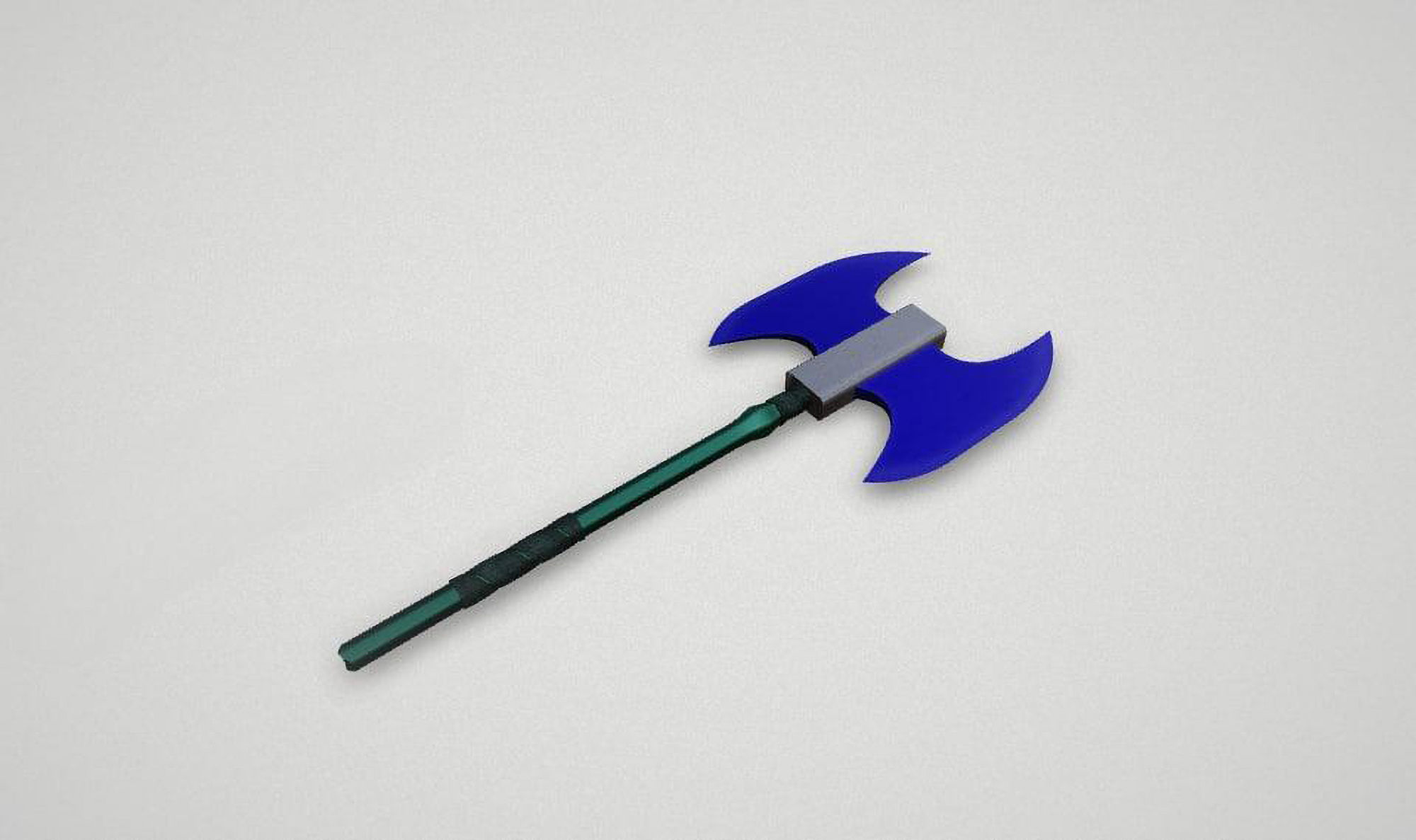 Game asset Vibrant Blue Dual-Headed Axe 3D model_3