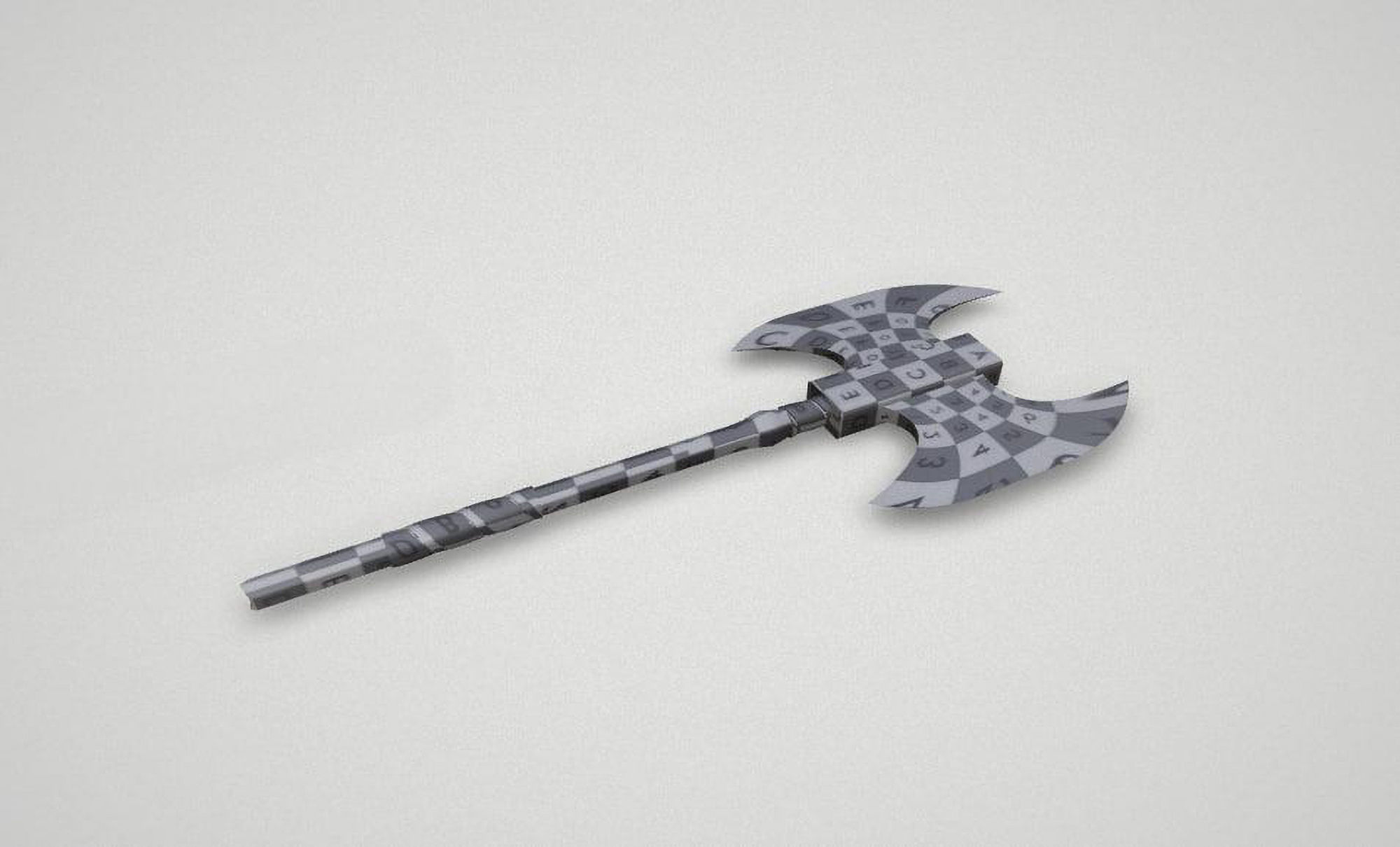 Game asset Vibrant Blue Dual-Headed Axe 3D model_8