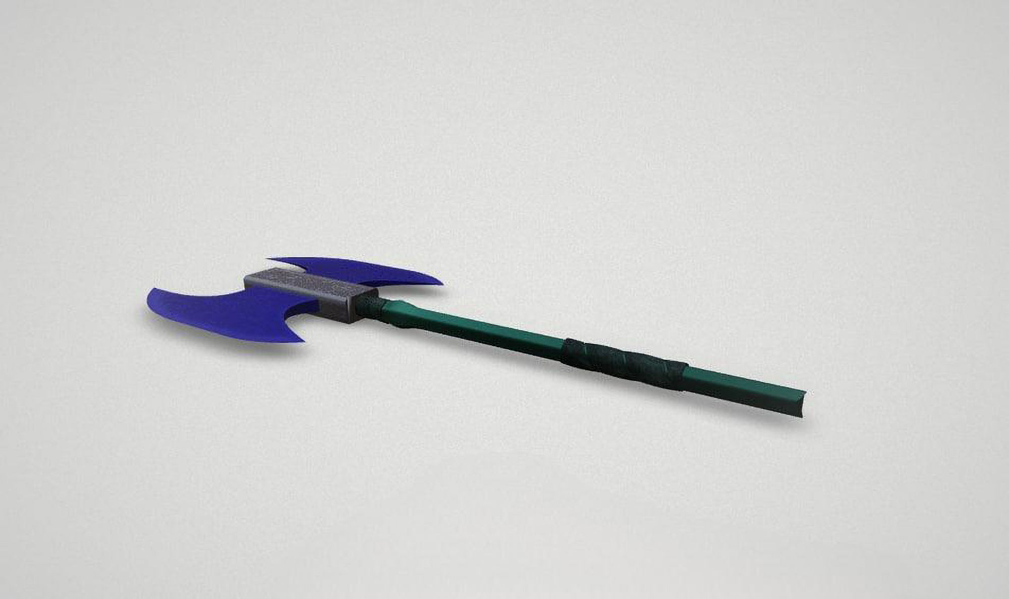 Game asset Vibrant Blue Dual-Headed Axe 3D model_1