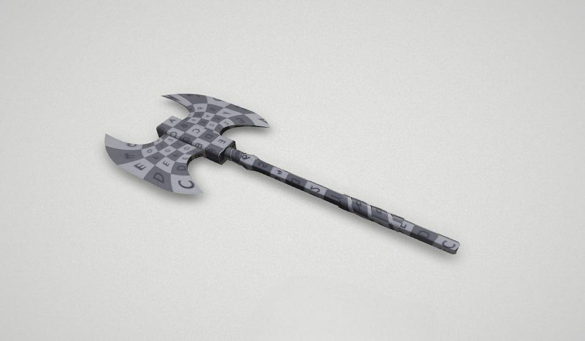 Game asset Vibrant Blue Dual-Headed Axe 3D model_7