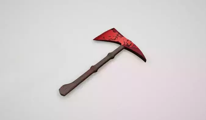 Game asset Fiery Red Spotted Battle Axe 3D model