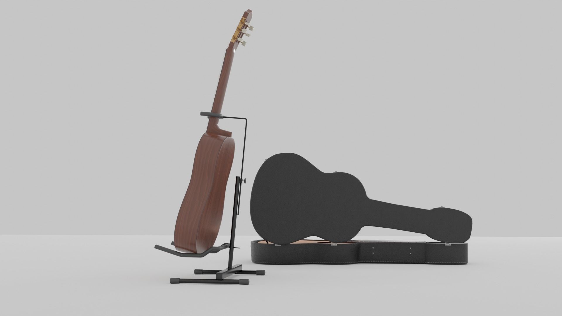 Acoustic Guitar with Case and Stand Low-Poly PBR  Low-poly 3D model_37