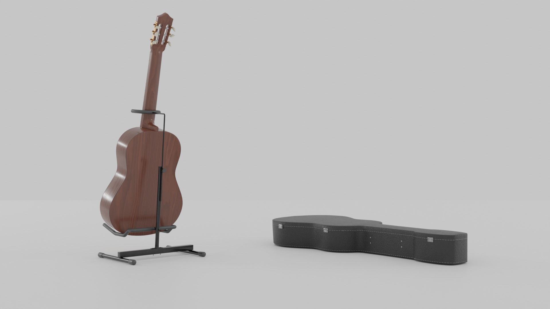 Acoustic Guitar with Case and Stand Low-Poly PBR  Low-poly 3D model_31