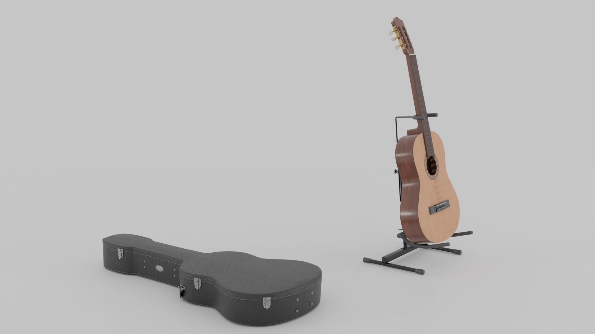 Acoustic Guitar with Case and Stand Low-Poly PBR  Low-poly 3D model_32