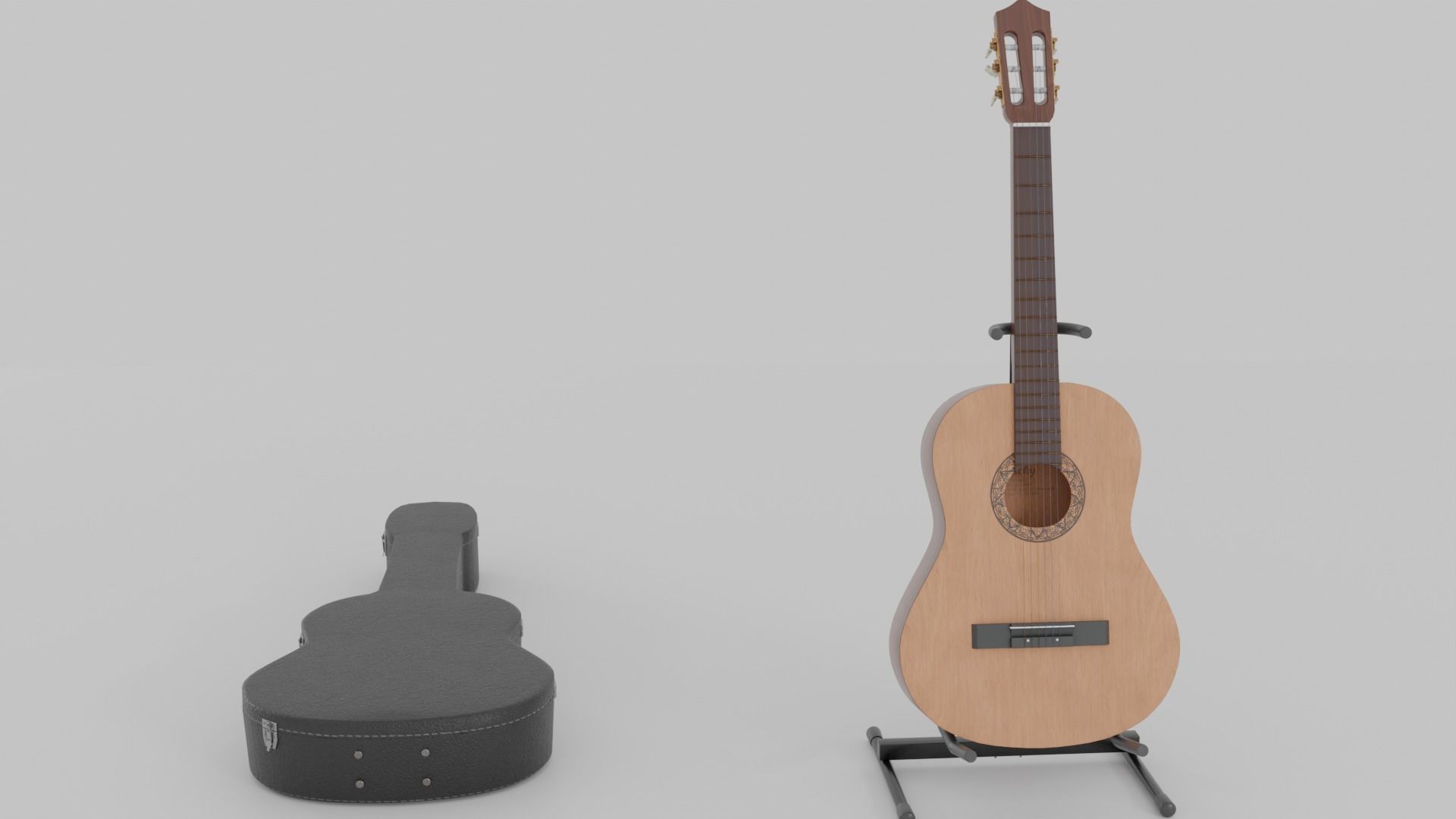 Acoustic Guitar with Case and Stand Low-Poly PBR  Low-poly 3D model_12