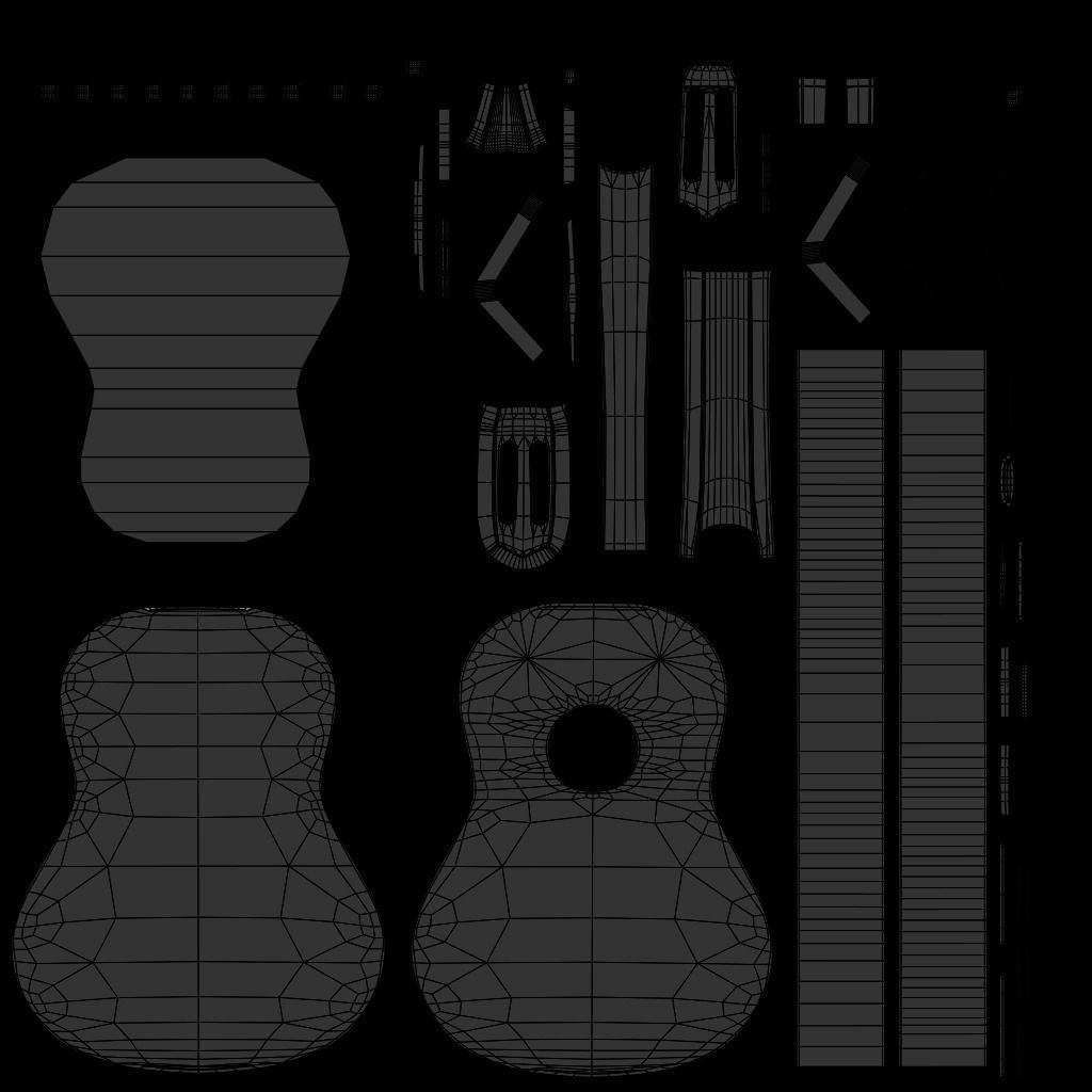 Acoustic Guitar with Case and Stand Low-Poly PBR  Low-poly 3D model_71
