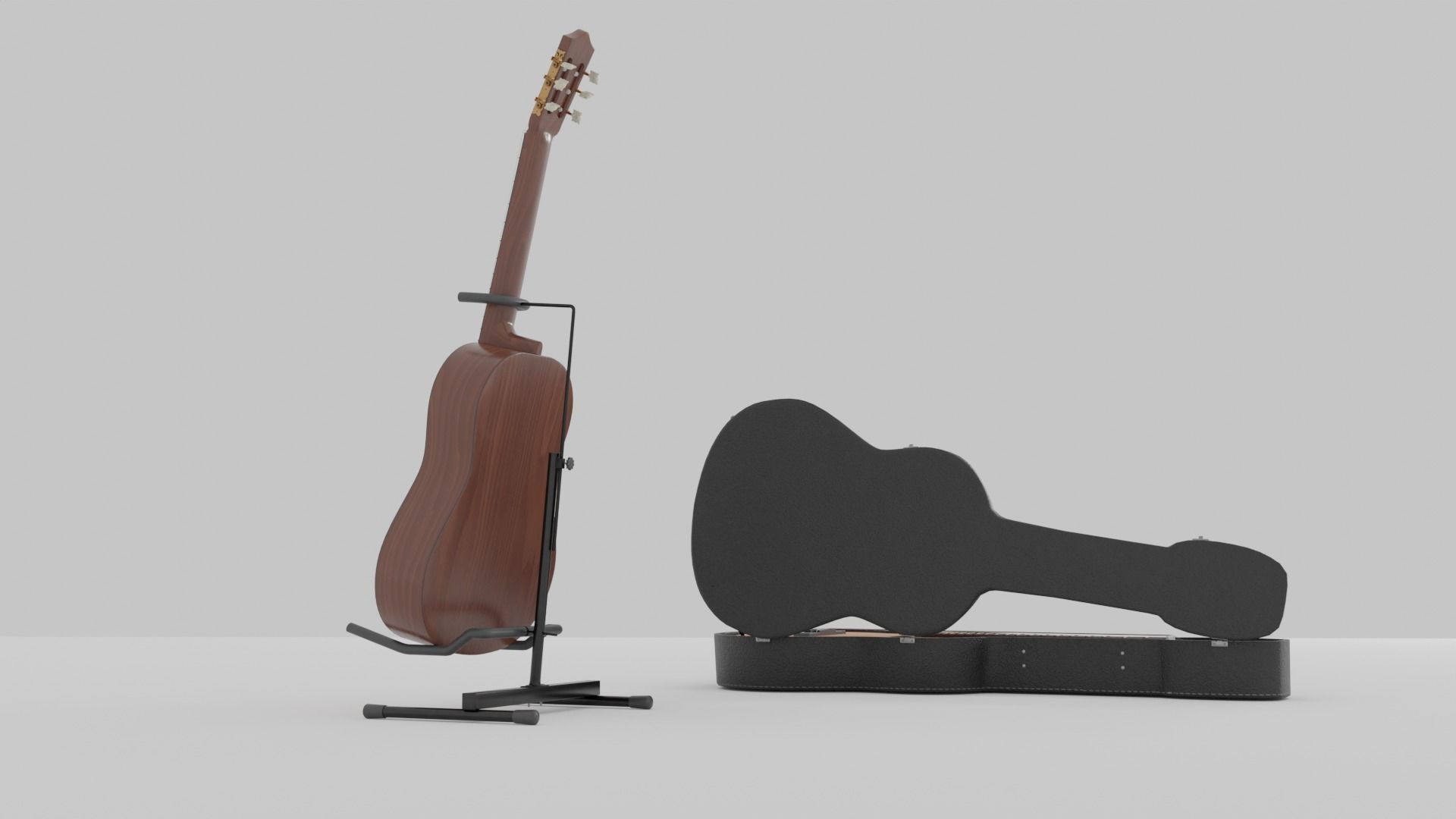 Acoustic Guitar with Case and Stand Low-Poly PBR  Low-poly 3D model_5