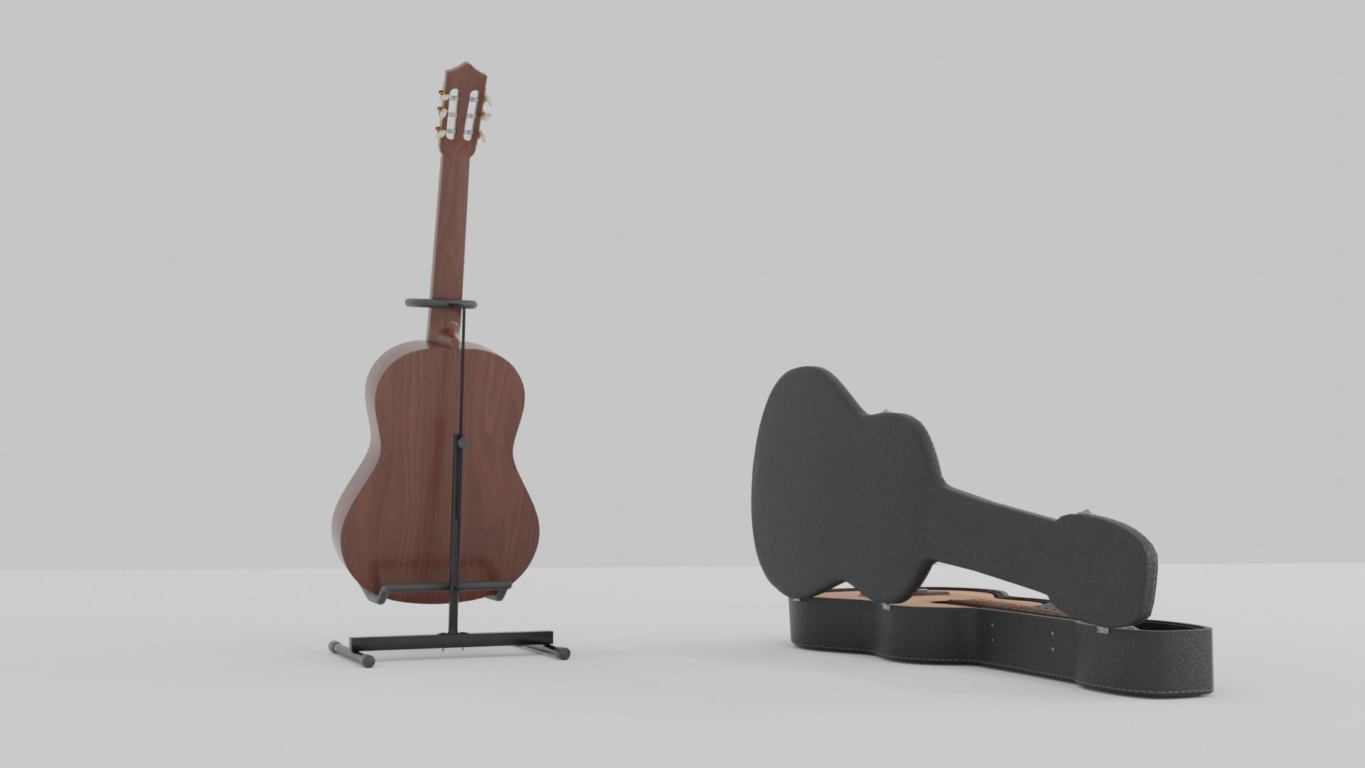 Acoustic Guitar with Case and Stand Low-Poly PBR  Low-poly 3D model_10