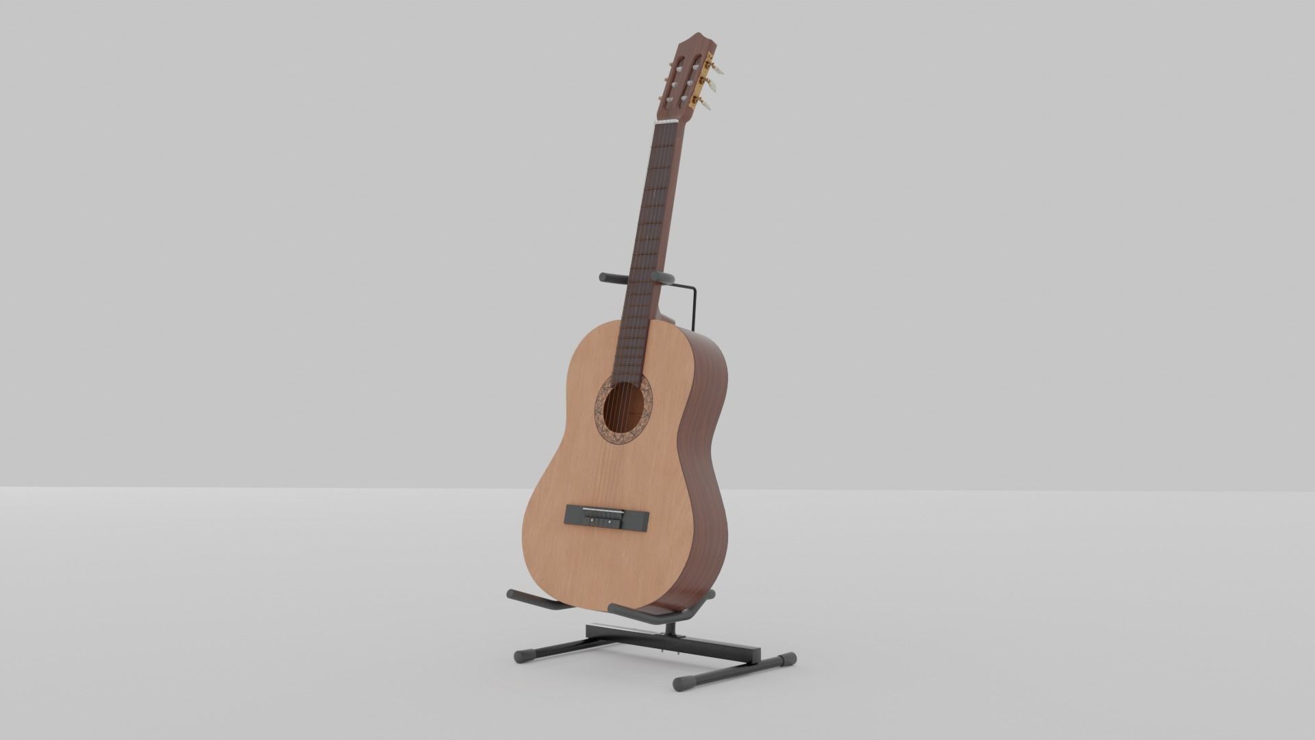 Acoustic Guitar with Case and Stand Low-Poly PBR  Low-poly 3D model_8