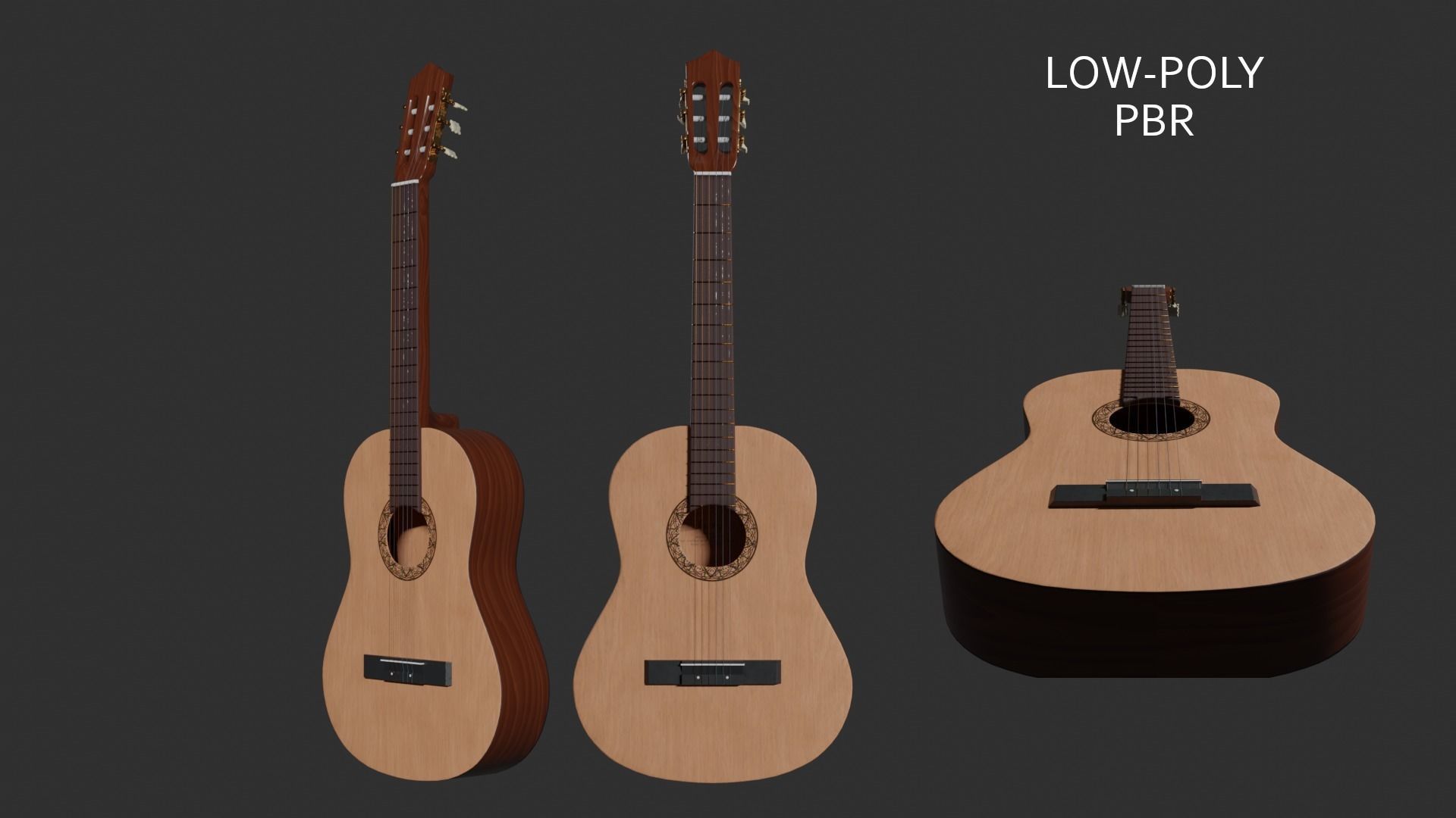 Acoustic Guitar with Case and Stand Low-Poly PBR  Low-poly 3D model_61
