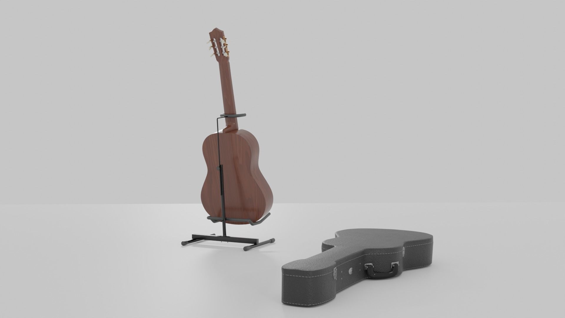 Acoustic Guitar with Case and Stand Low-Poly PBR  Low-poly 3D model_7