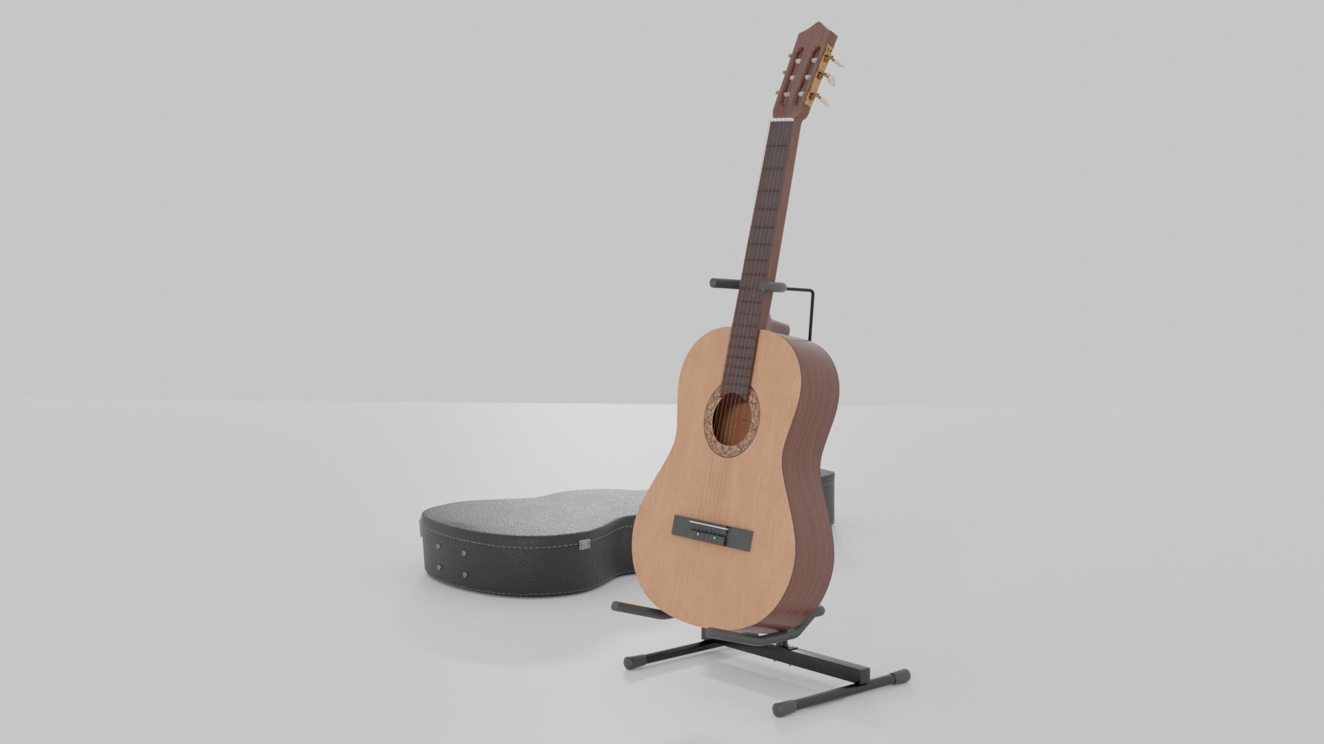 Acoustic Guitar with Case and Stand Low-Poly PBR  Low-poly 3D model_18