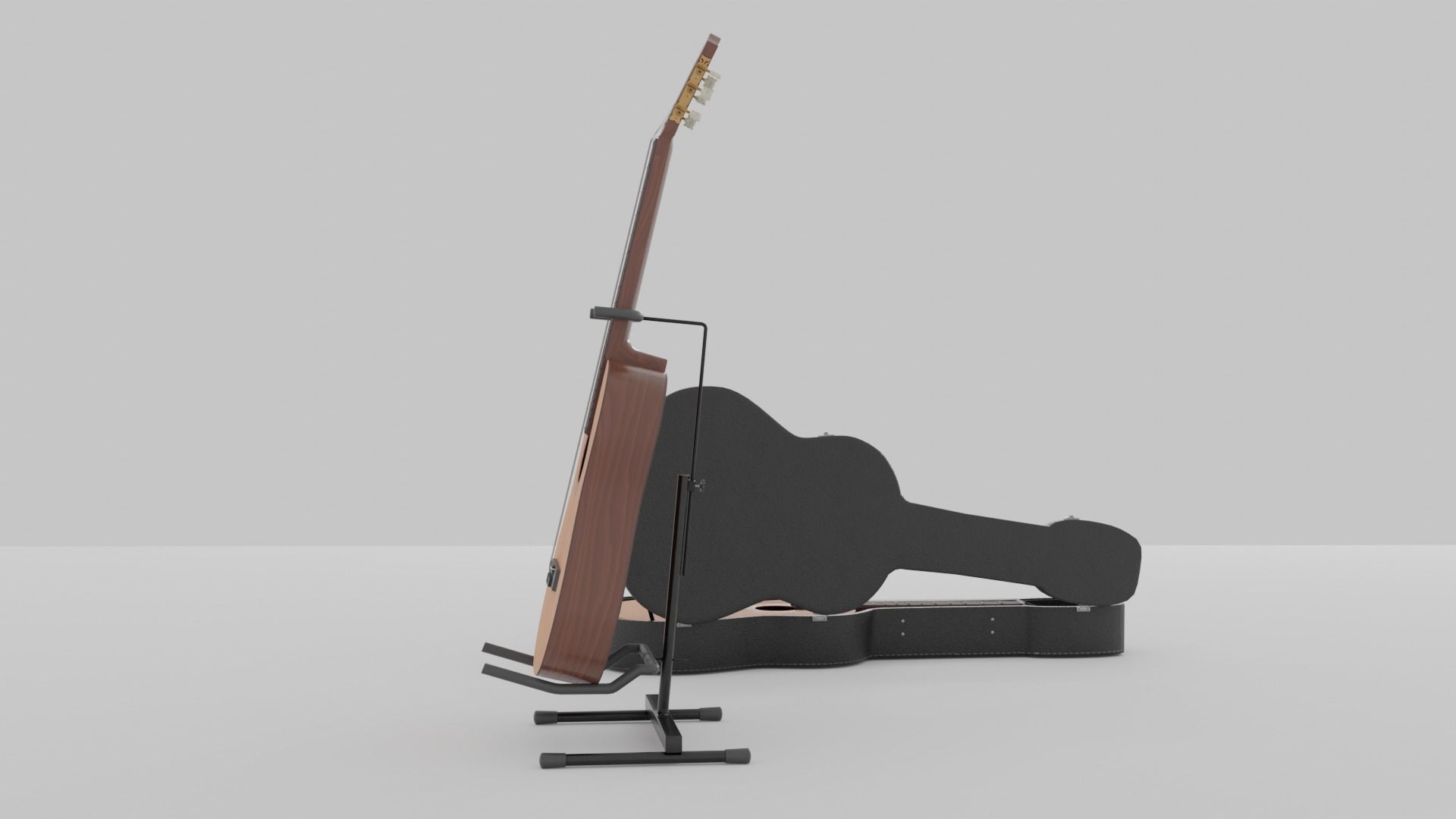 Acoustic Guitar with Case and Stand Low-Poly PBR  Low-poly 3D model_46