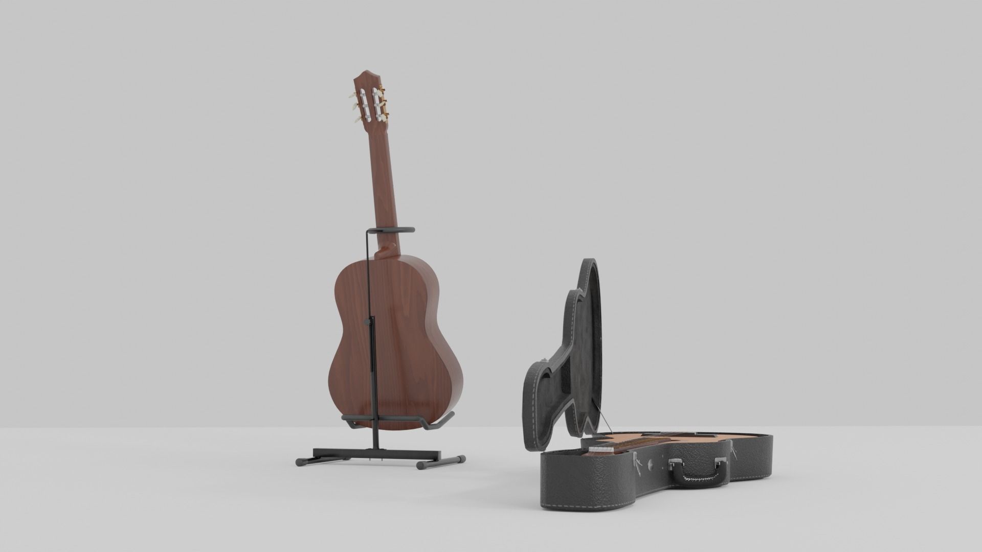 Acoustic Guitar with Case and Stand Low-Poly PBR  Low-poly 3D model_49