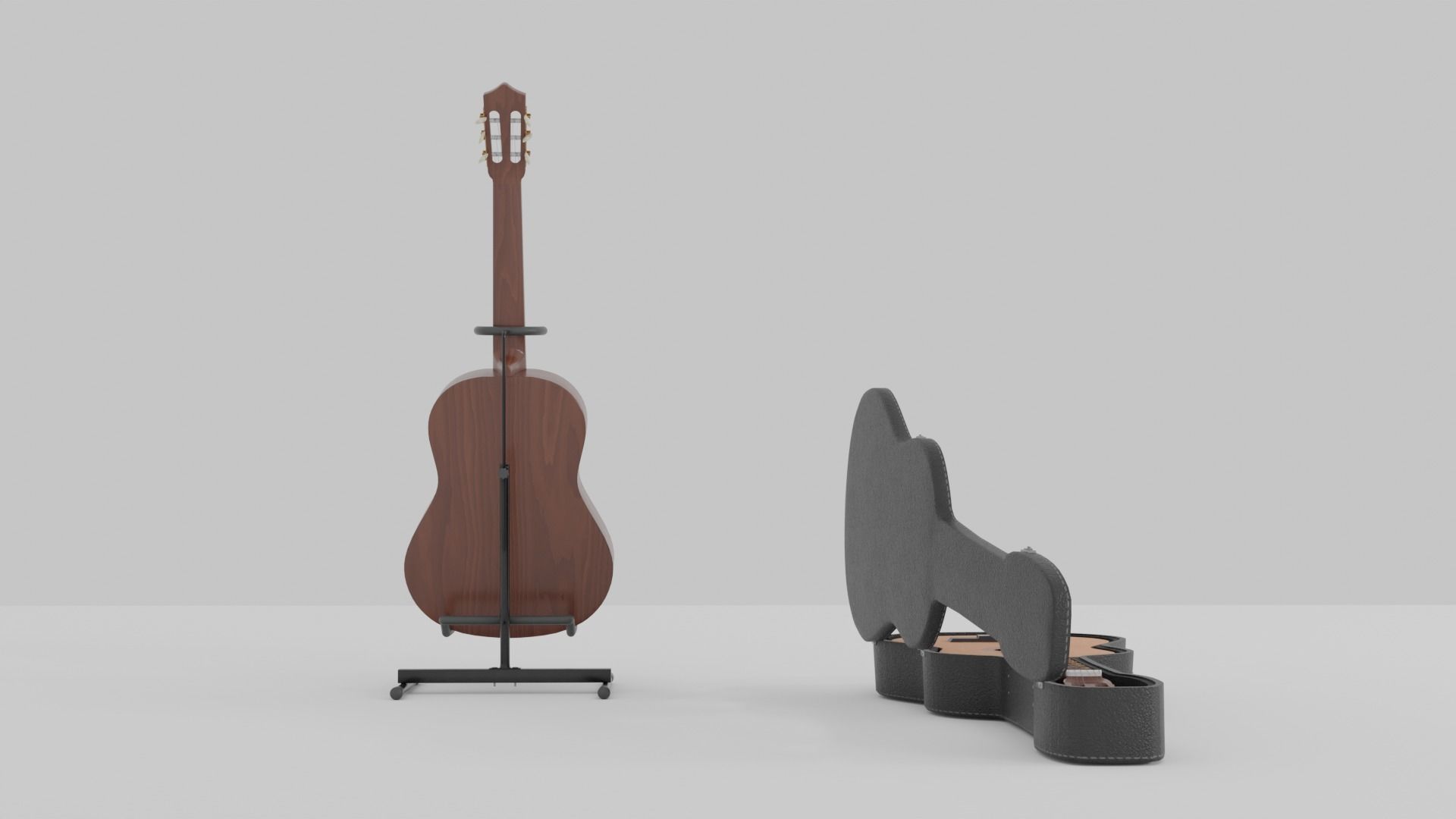 Acoustic Guitar with Case and Stand Low-Poly PBR  Low-poly 3D model_4
