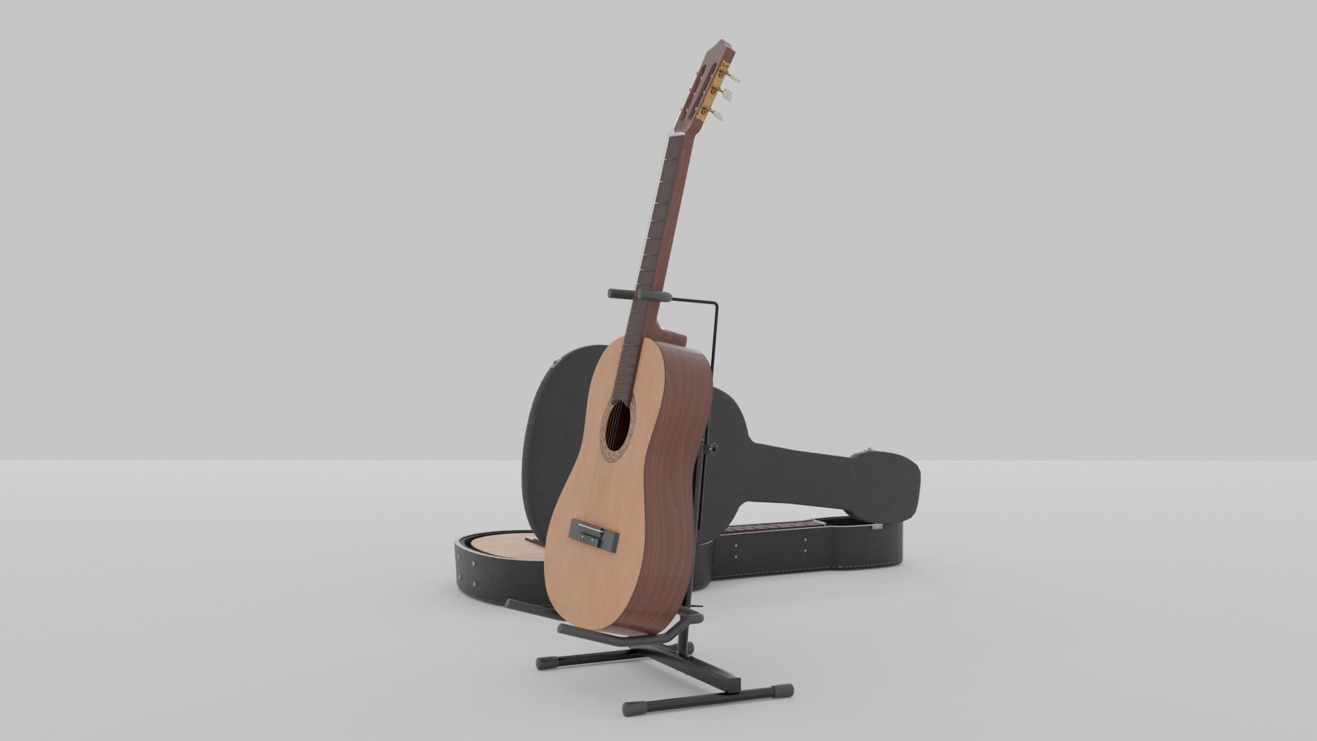 Acoustic Guitar with Case and Stand Low-Poly PBR  Low-poly 3D model_56