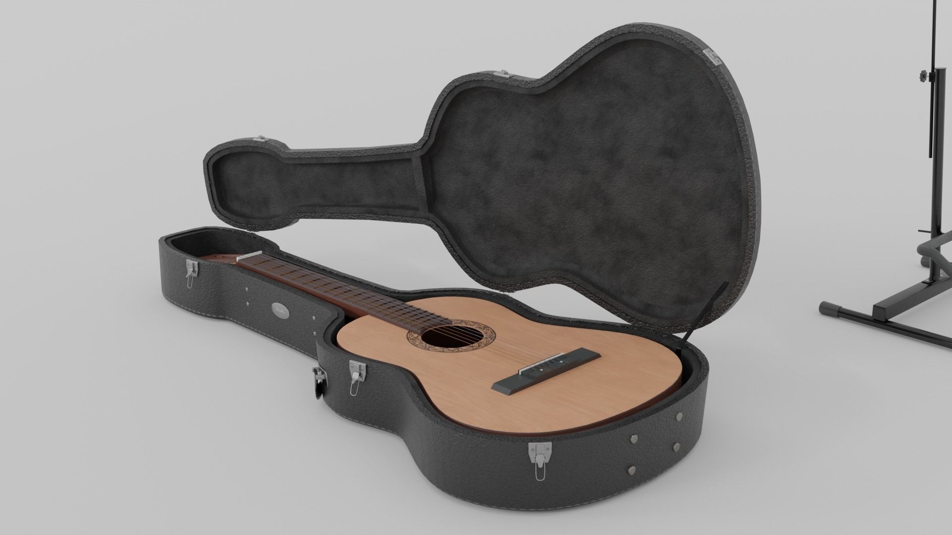 Acoustic Guitar with Case and Stand Low-Poly PBR  Low-poly 3D model_3