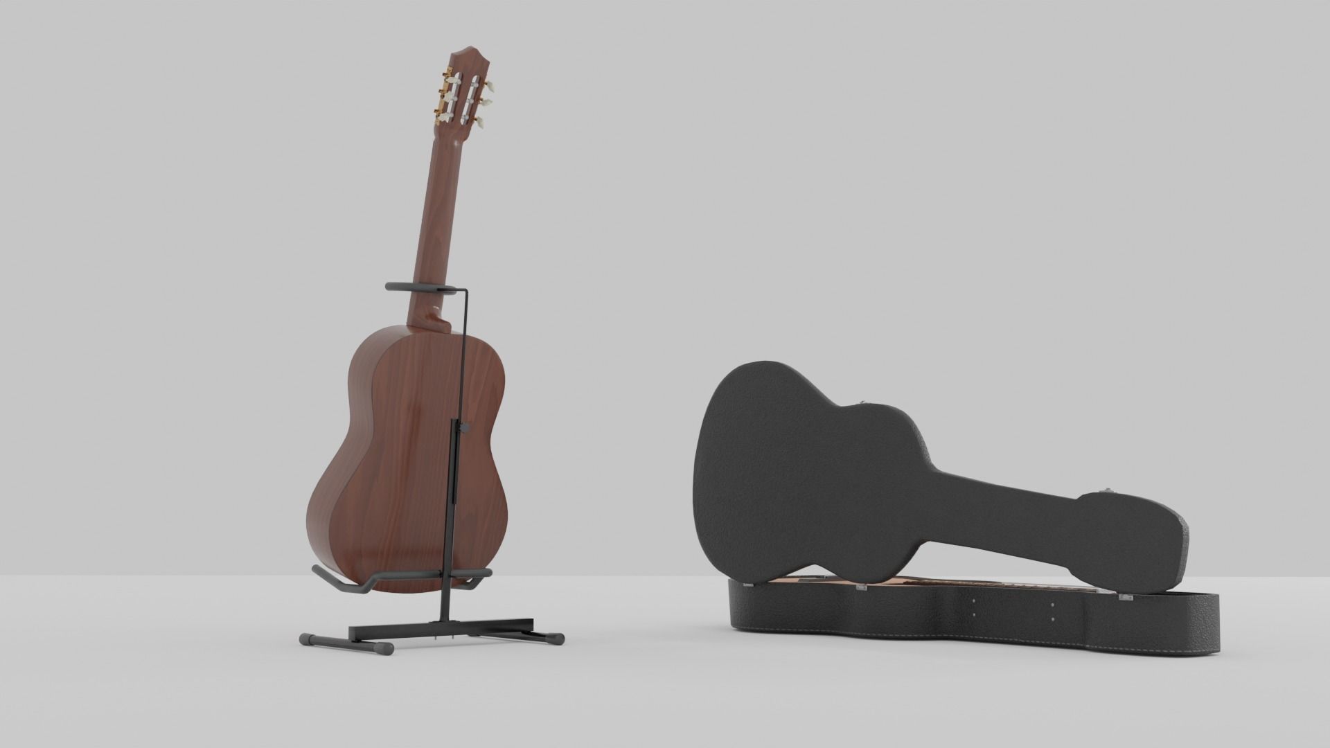 Acoustic Guitar with Case and Stand Low-Poly PBR  Low-poly 3D model_41
