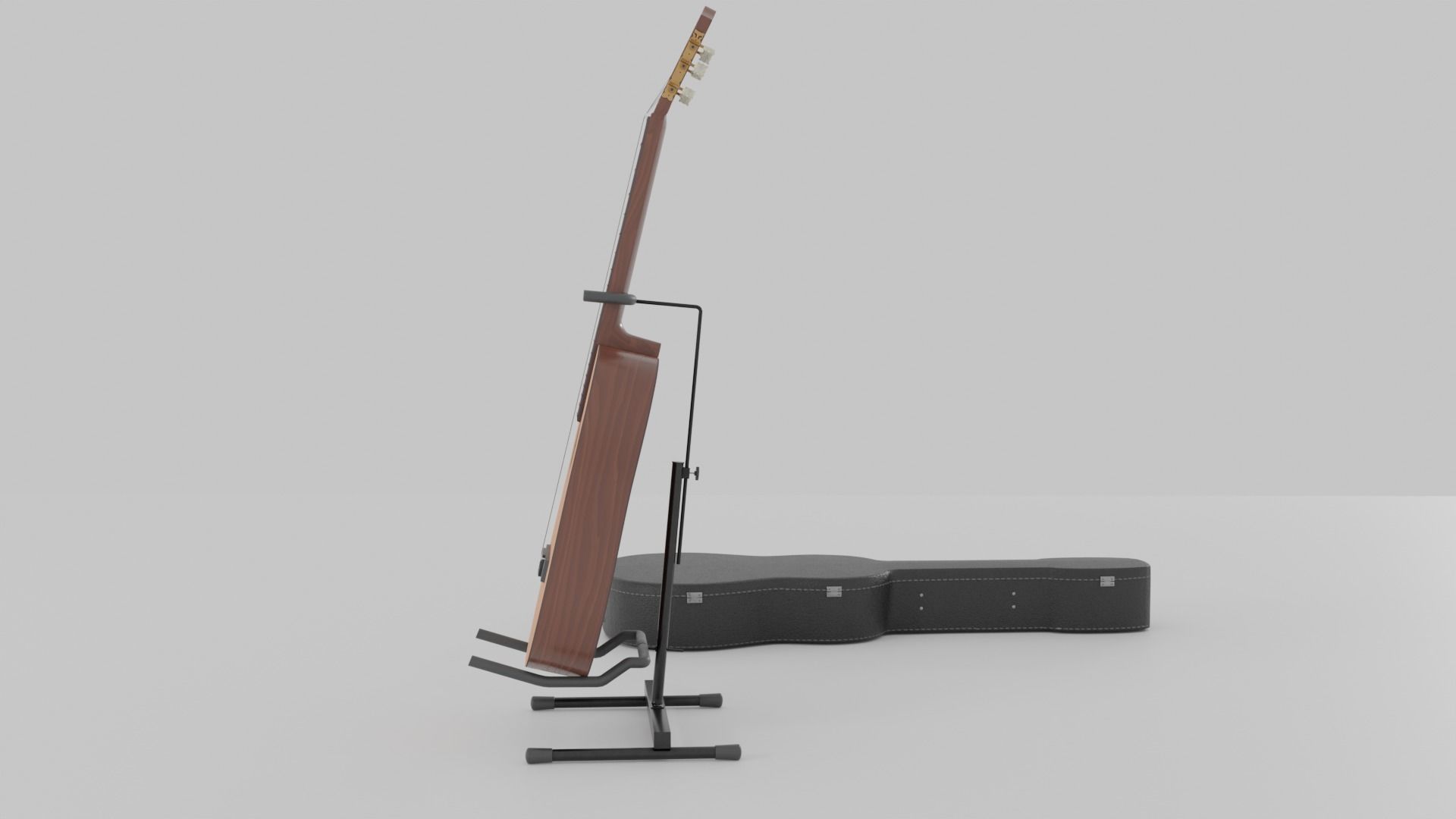 Acoustic Guitar with Case and Stand Low-Poly PBR  Low-poly 3D model_13