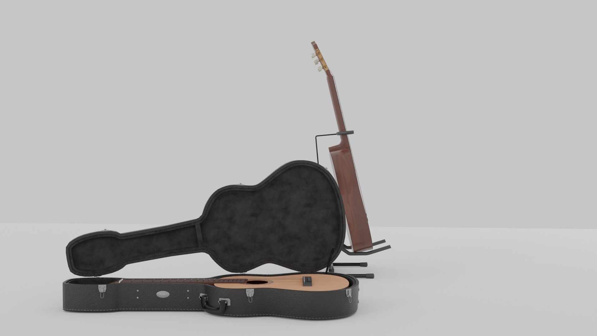 Acoustic Guitar with Case and Stand Low-Poly PBR  Low-poly 3D model_50