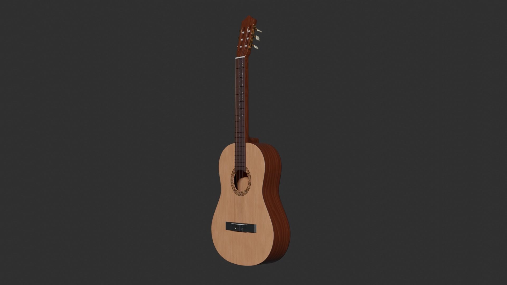 Acoustic Guitar with Case and Stand Low-Poly PBR  Low-poly 3D model_20