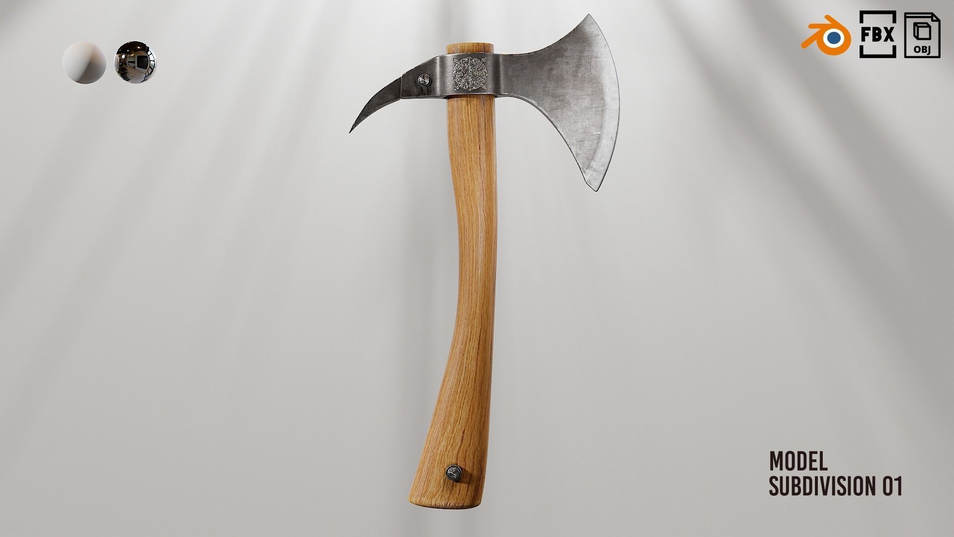 Hand axes set 01 Low-poly 3D model_15