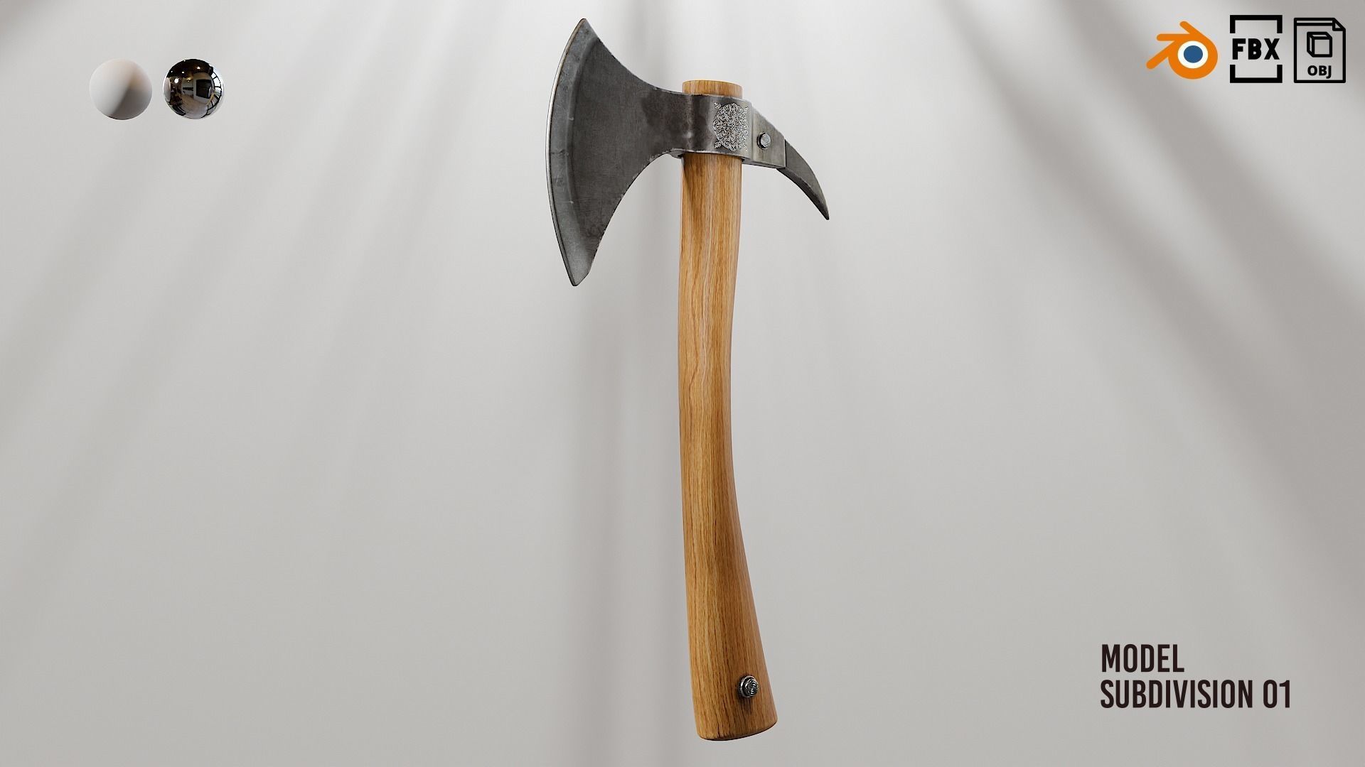 Hand axes set 01 Low-poly 3D model_16