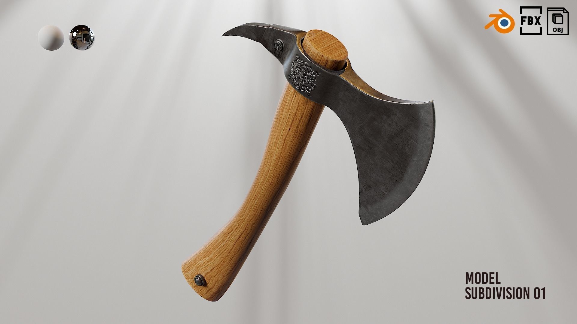 Hand axes set 01 Low-poly 3D model_18