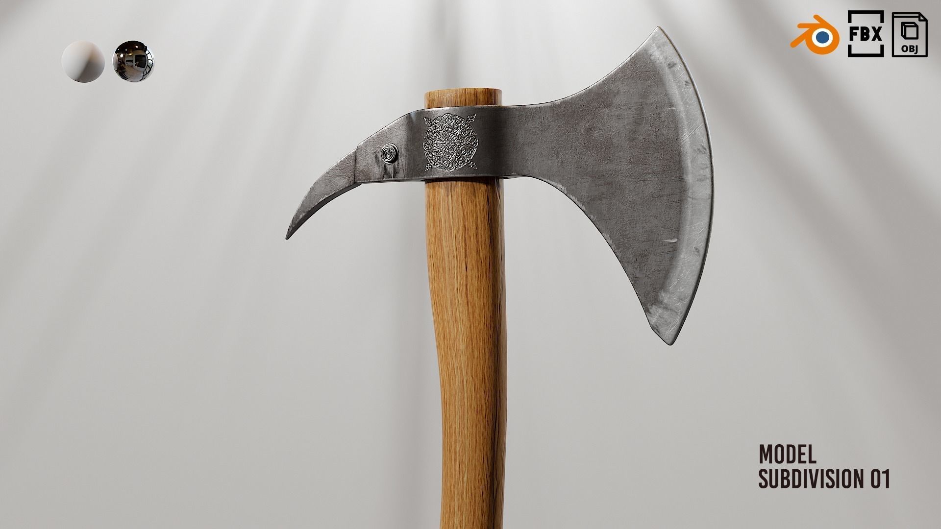 Hand axes set 01 Low-poly 3D model_17