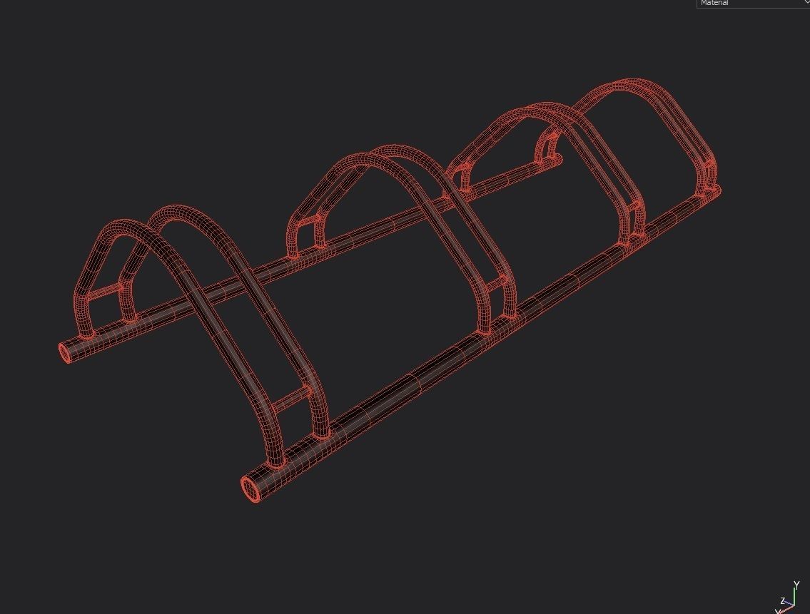 Bike Rack M04 Low-poly 3D model_1