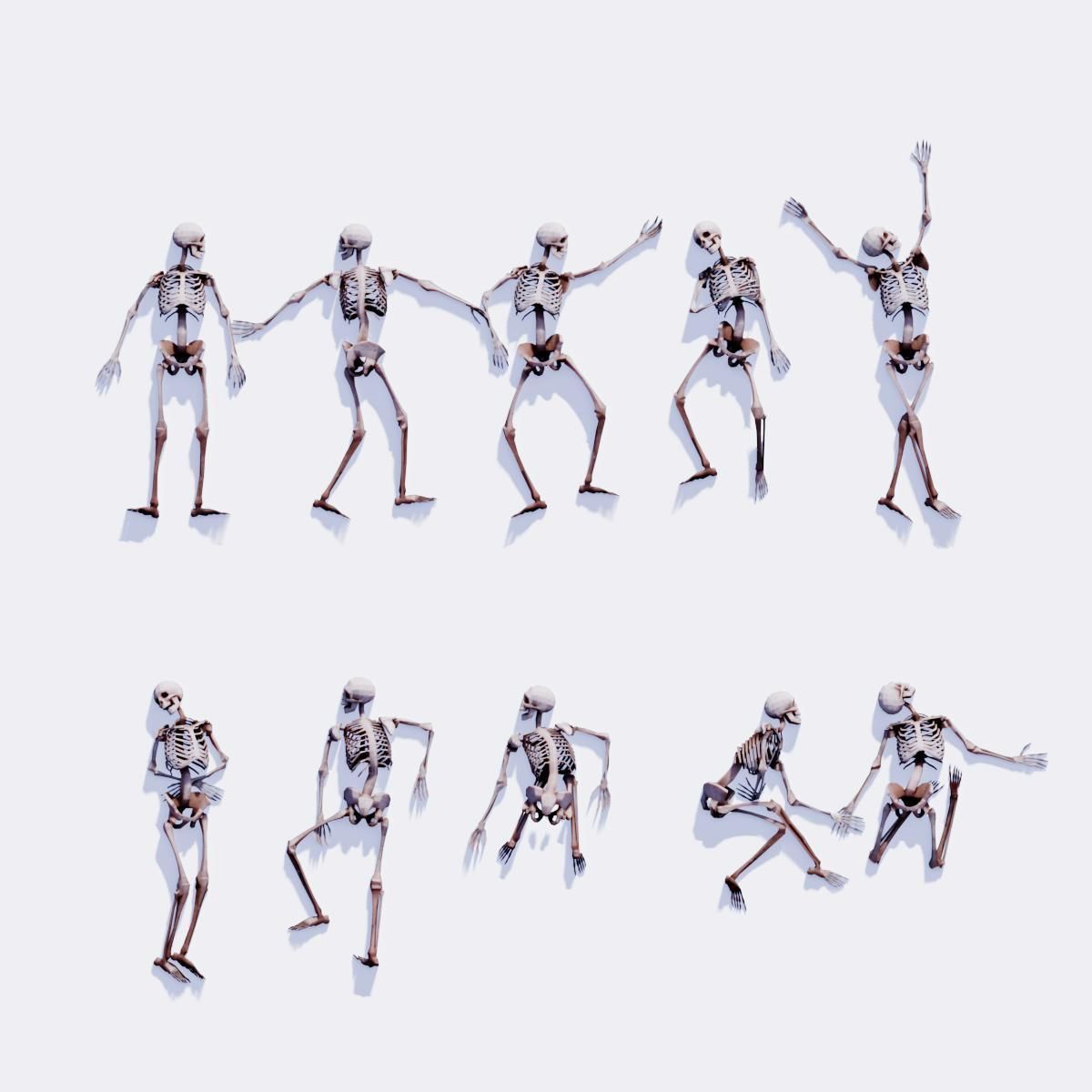 Human Skeleton 40 Poses Low-poly 3D model_5