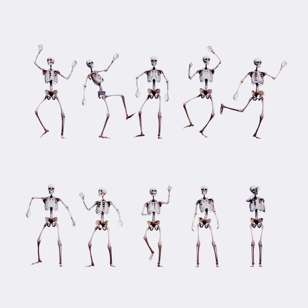 Human Skeleton 40 Poses Low-poly 3D model_3