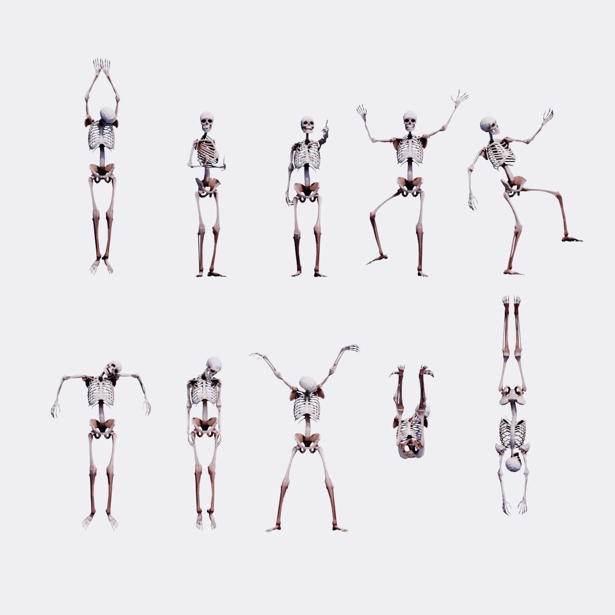 Human Skeleton 40 Poses Low-poly 3D model_4