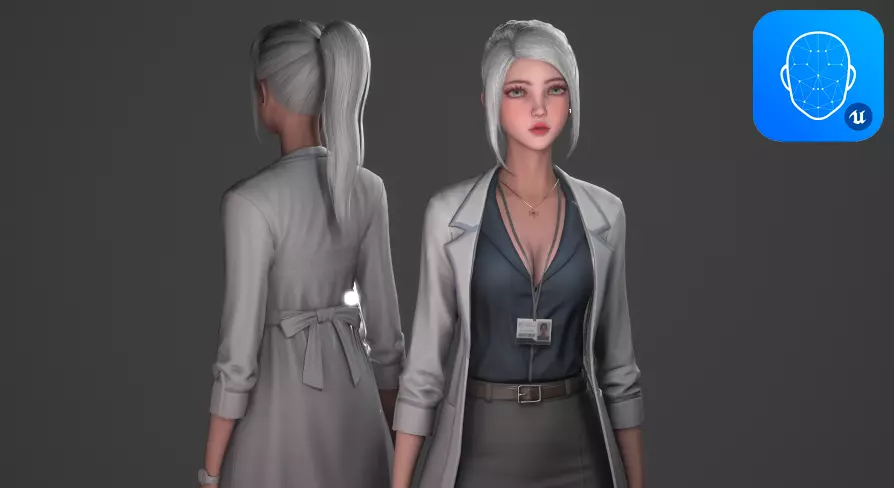 Scientist Girl Low-poly 3D model_0