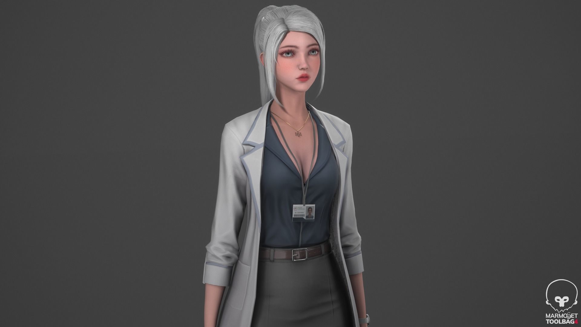 Scientist Girl Low-poly 3D model_3